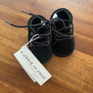 Janie and Jack Baby Leather Lace-Up Bootie Black 0-3m size 1C